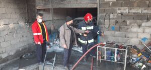 آتش سوزی یک کارگاه میکانیکی در ایلخچی